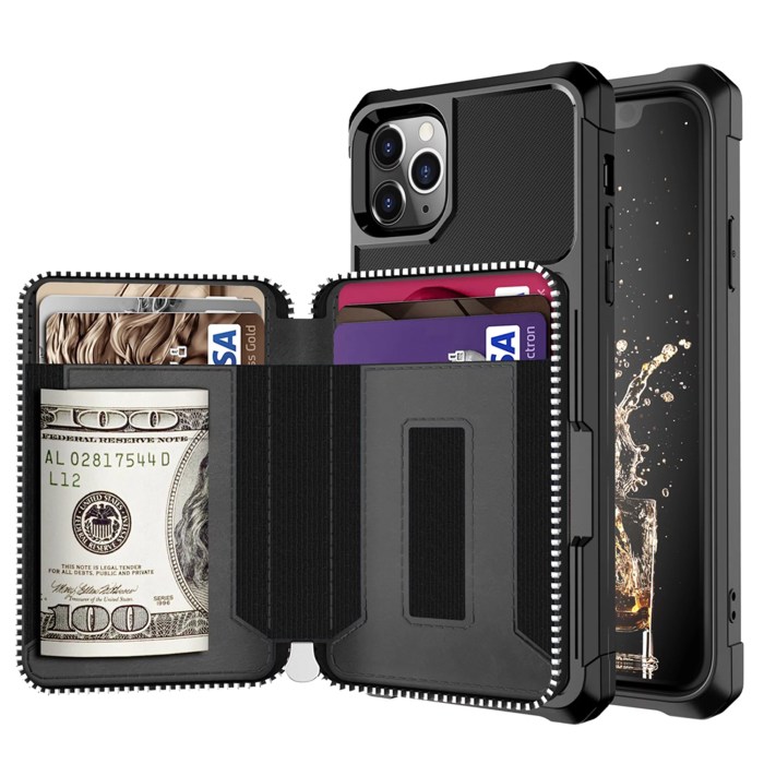 Wallet iphone case card holder credit cover leather purse zipper slot dteck protective apple inch